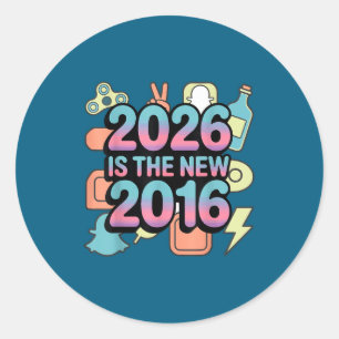 Adesivo Redondo 2026 Novo 2016 Retro Nostalgia