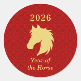 Adesivo Redondo 2026 Zodiac Chinese New year of the Horse