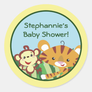 Adesivo Redondo 20 - 1,5" animal da selva da floresta húmida das