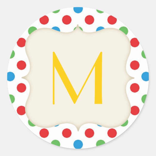 Adesivo Redondo 20 - 1.5 Envelope Monograma Bolinhas primária (Frente)
