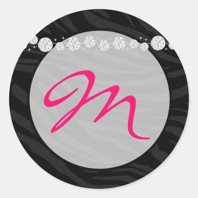 Adesivo Redondo 20 - 1.5 Envelope Monograma Selo Zebra Diamante (Frente)