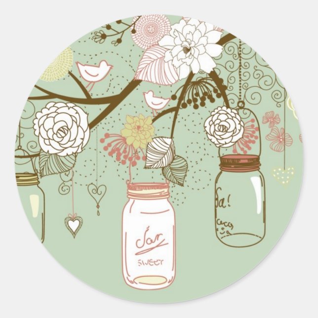 Adesivo Redondo 20 - 1,5" Envelope Primavera Floral Mason Jars ver (Frente)
