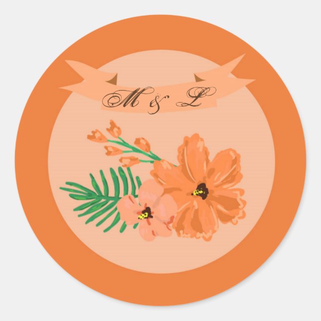 Adesivo Redondo 20 - 1.5 Envelope Primavera Hibiscus Flor (Frente)