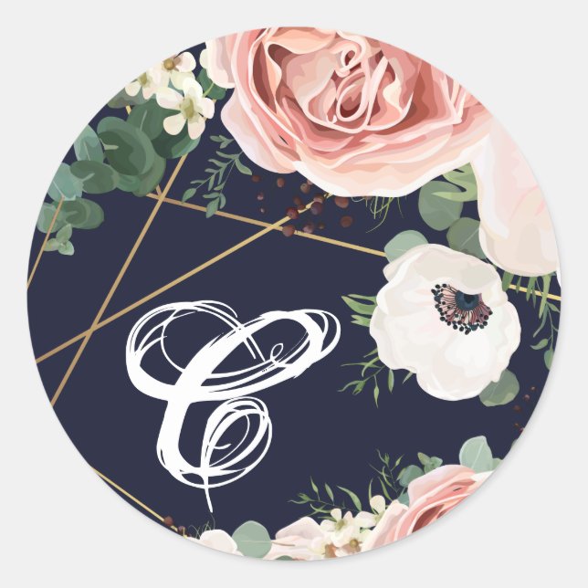 Adesivo Redondo 20 - 1.5 Envelope Rosa de Jardim Geométrico (Frente)