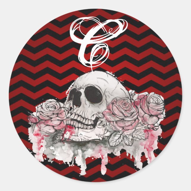 Adesivo Redondo 20 - 1.5 Envelope Rosa do crânio do selo Chevron b (Frente)