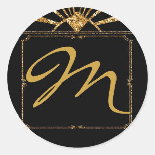 Adesivo Redondo 20 - 1.5 Envelope Seal Art Deco Roaring 20s GATSB