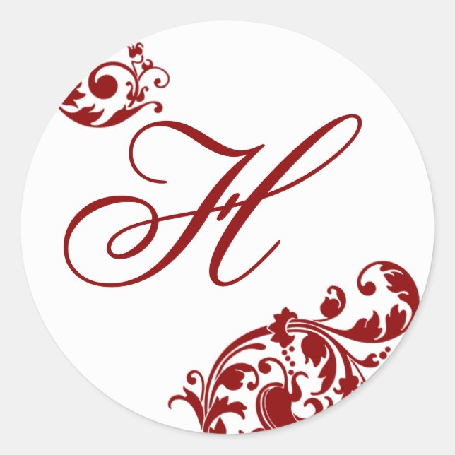 Adesivo Redondo 20 - 1,5" Envelope Seal Crimson Red White Floral (Frente)