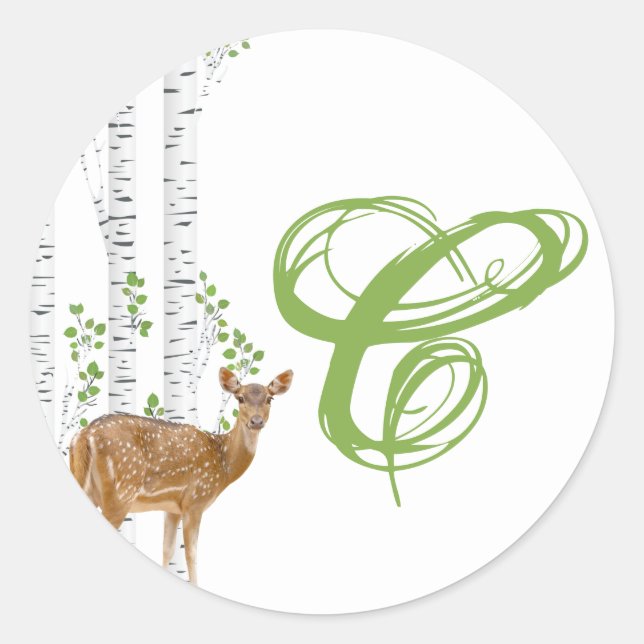 Adesivo Redondo 20 - 1.5 Envelope Seal Deer Doe Woodland Buck (Frente)