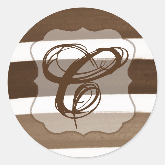 Adesivo Redondo 20 - 1.5 Envelope Seal Linha Marrom Stripe (Frente)