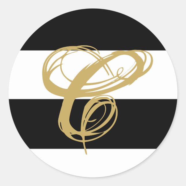 Adesivo Redondo 20 - 1,5 Envelope Seal Moderno Stripe Preto (Frente)