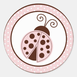 Adesivo Redondo 20 - 1,5" Envelope Seal Rosa Ladybug