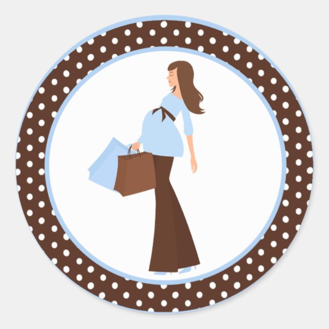 Adesivo Redondo 20 - 1,5" Envelope Selo Azul Bolinhas Mãe (Frente)