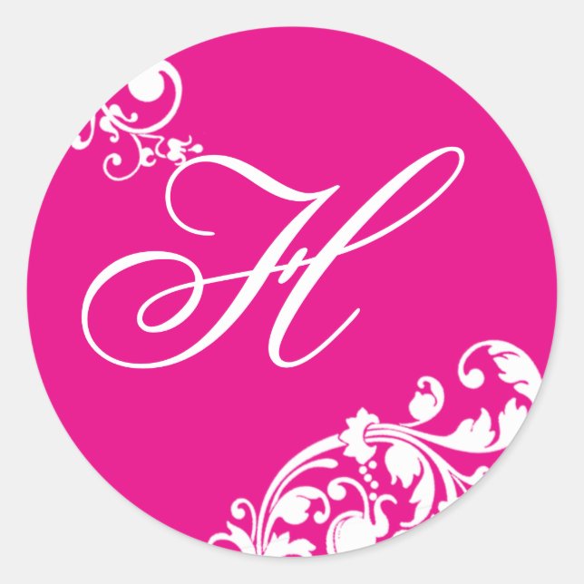 Adesivo Redondo 20 - 1.5 Envelope Selo Branco Rosa Quente (Frente)