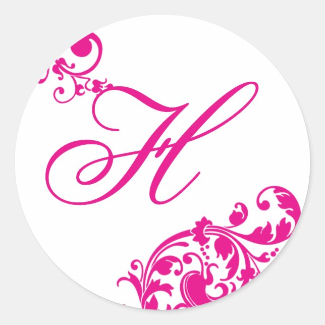 Adesivo Redondo 20 - 1.5 Envelope Selo Branco Rosa Quente Floral (Frente)