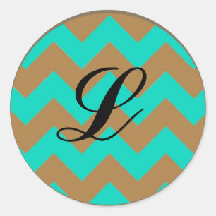 Adesivo Redondo 20 - 1.5 Envelope Selo Chevron Brown & Seafoam