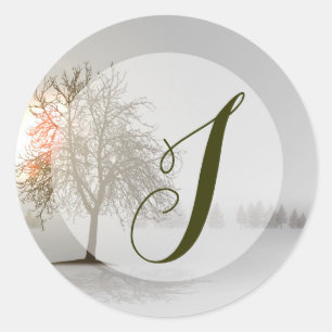 Adesivo Redondo 20 - 1.5 Envelope Selo de inverno Neve solar