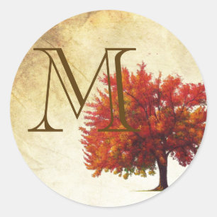 Adesivo Redondo 20 - 1.5 Envelope Selo de outono Papel Vin