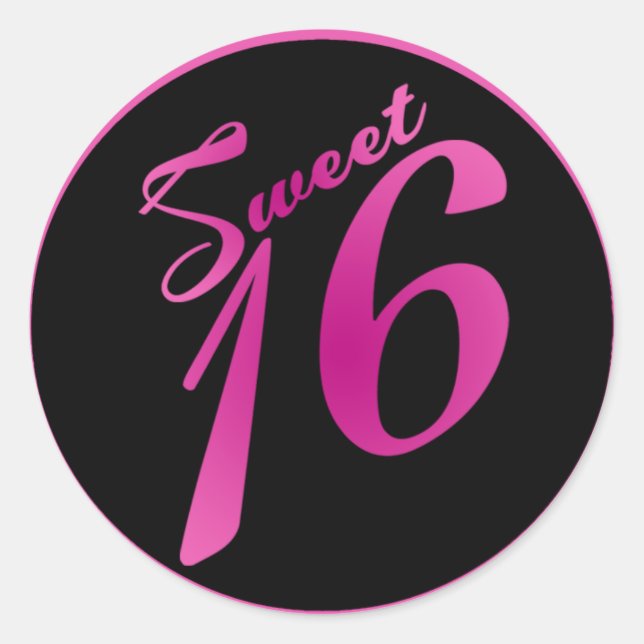 Adesivo Redondo 20 - 1,5" Envelope Selo Doce 16 Partido Preto Rosa (Frente)