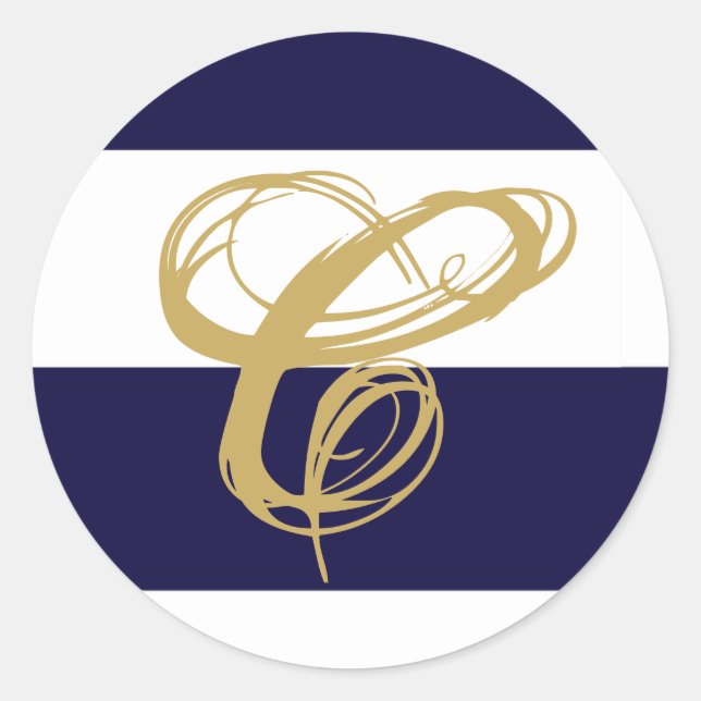 Adesivo Redondo 20 - 1,5 Envelope Selo Moderno Marinho Branco (Frente)