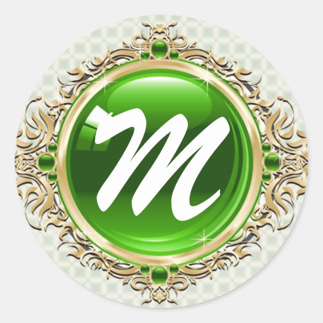 Adesivo Redondo 20 - 1.5 Envelope Selo Monograma Natal (Frente)