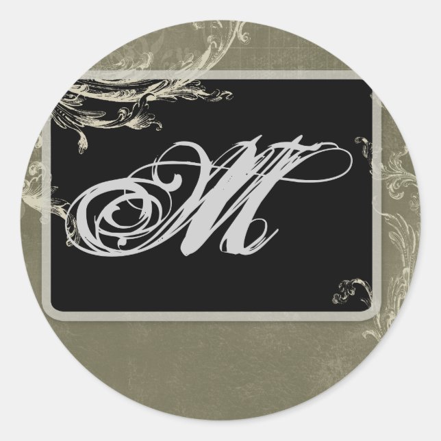 Adesivo Redondo 20 - 1,5 Envelope Selo Monograma XMAS Natal (Frente)