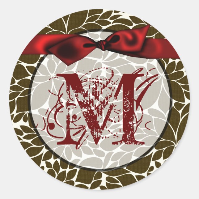 Adesivo Redondo 20 - 1,5 Envelope Selo Monograma XMAS Natal (Frente)