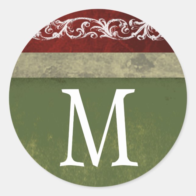 Adesivo Redondo 20 - 1,5 Envelope Selo Monograma XMAS Natal (Frente)