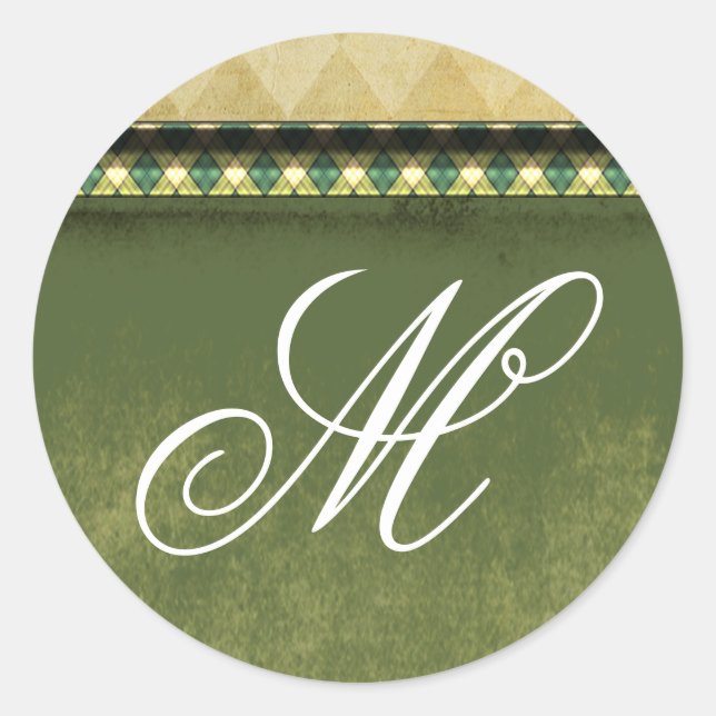 Adesivo Redondo 20 - 1,5 Envelope Selo Monograma XMAS Natal (Frente)