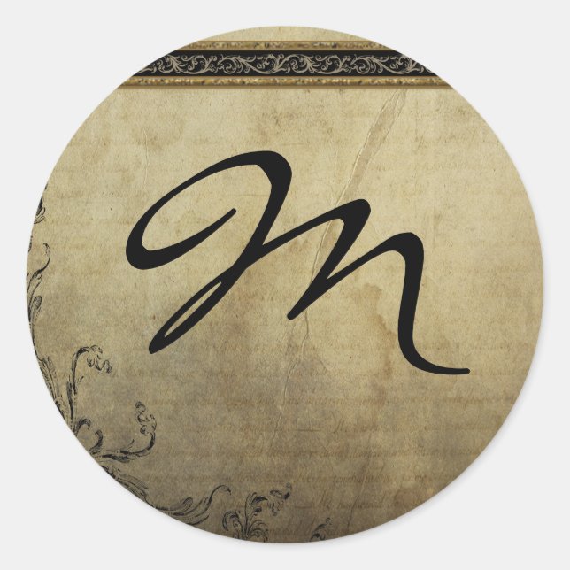 Adesivo Redondo 20 - 1,5 Envelope Selo Monograma XMAS Natal (Frente)