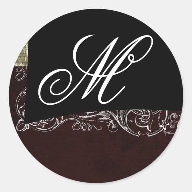 Adesivo Redondo 20 - 1,5 Envelope Selo Monograma XMAS Natal (Frente)