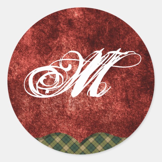 Adesivo Redondo 20 - 1,5 Envelope Selo Monograma XMAS Natal (Frente)