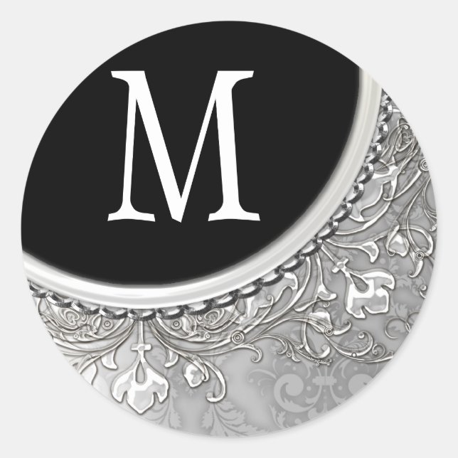 Adesivo Redondo 20 - 1,5 Envelope Selo Monograma XMAS Natal (Frente)