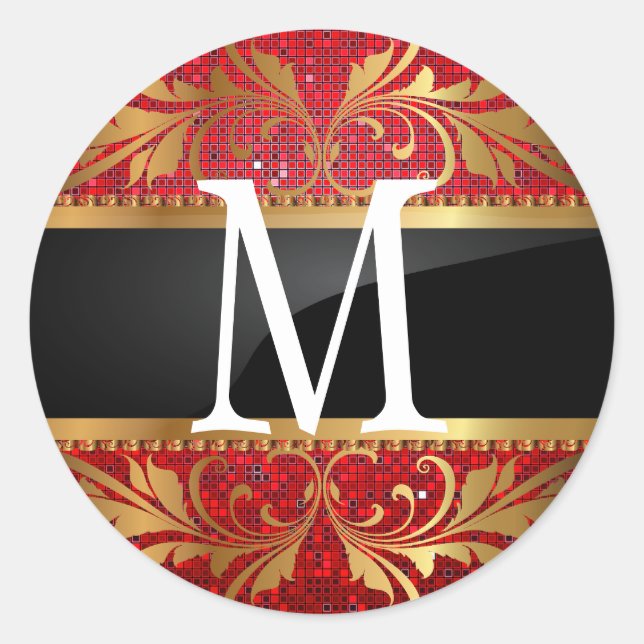 Adesivo Redondo 20 - 1,5 Envelope Selo Monograma XMAS Natal (Frente)