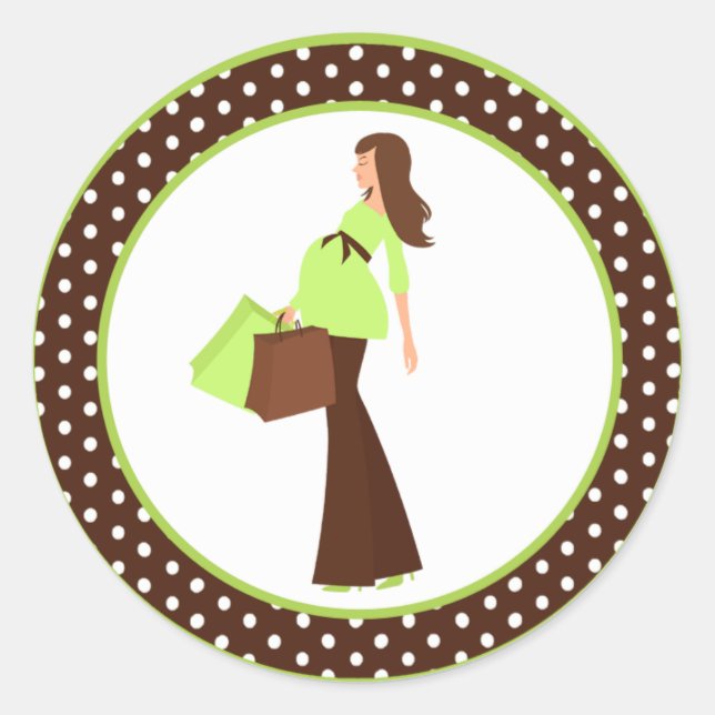 Adesivo Redondo 20 - 1,5" Envelope Selo Verde Bolinhas Mãe (Frente)