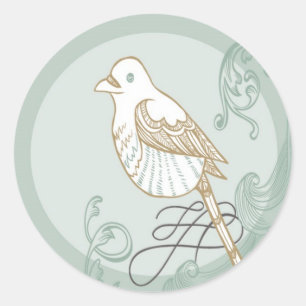 Adesivo Redondo 20 - 1.5 Envelope Selo Vintage Casal Flouri