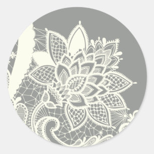 Adesivo Redondo 20 - 1.5 Envelope Selo Vintage Lace Vitoriano Gre