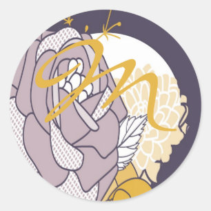 Adesivo Redondo 20 - 1.5 Envelope Selo Vintage Rosa de Plum Mostar