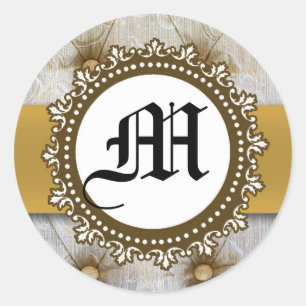 Adesivo Redondo 20 - 1,5 Envelope Selo Vintage - Tecido Tay