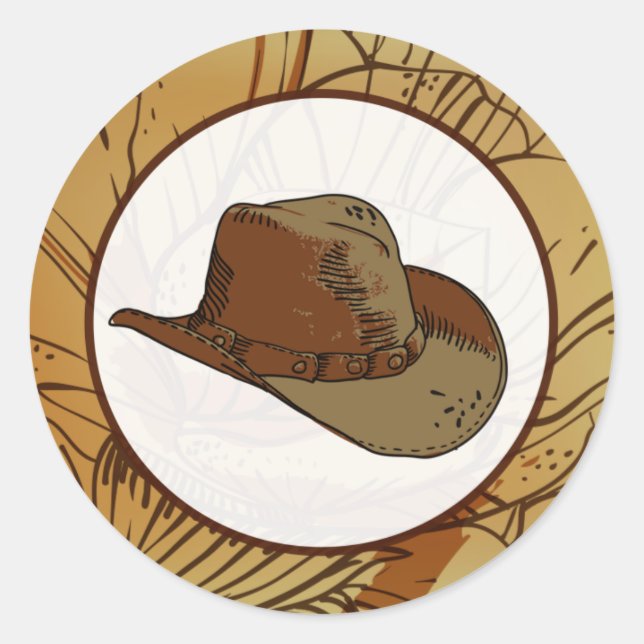 Adesivo Redondo 20 - 1,5" Envelope Sticker Western Cowgirl Hat/Boo (Frente)