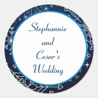 Adesivo Redondo 20 - 1,5" Favor Autocolantes Estrelas Azuis e Floc