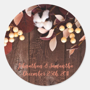 Adesivo Redondo 20 - 1,5" Favor Stickers Cotton Branch on Dark Wo