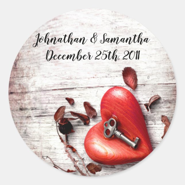 Adesivo Redondo 20 - 1,5" Favor Stickers Country Wood Key to my H (Frente)