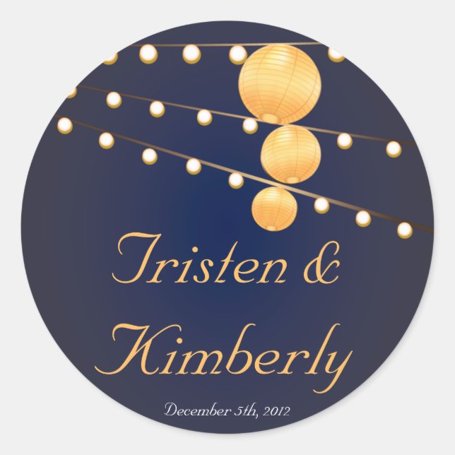 Adesivo Redondo 20 - 1,5" Favor Stickers Papel Lanternas Azul (Frente)