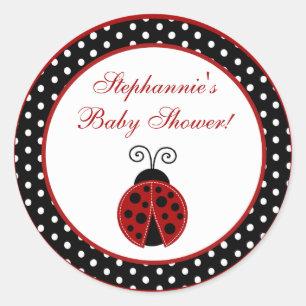 Adesivo Redondo 20 - 1,5" Favor Stickers Red Ladybug
