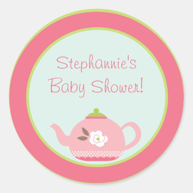 Adesivo Redondo 20 - 1,5" Favor Vinhetas-Pão-Rosa do Partido Tea (Frente)