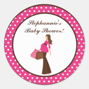 Adesivo Redondo 20 - 1,5" Favor Vinhetas Rosa Mod Bolinhas