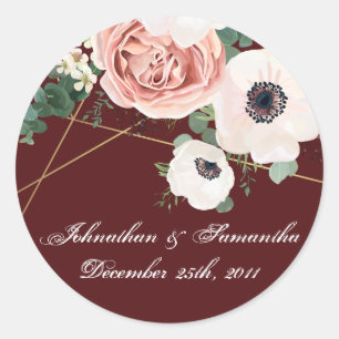 Adesivo Redondo 20 - 1,5" Vinho De Jardim Geométrico Vinho De Vinh