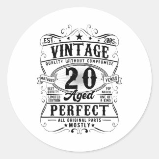 Adesivo Redondo 20 Aniversário De 20 Anos Vintage No Último Ano De