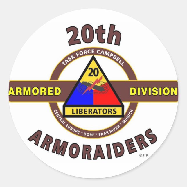 ADESIVO REDONDO 20 ARMORED DIVISION "ARMORAIDERS" (Frente)