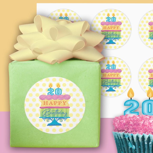 Adesivo Redondo 20 Birthday (Criador carregado)